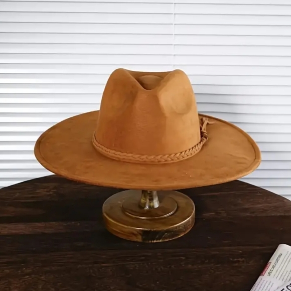 Suede Wide Brim Fedora - Picture 3 of 6
